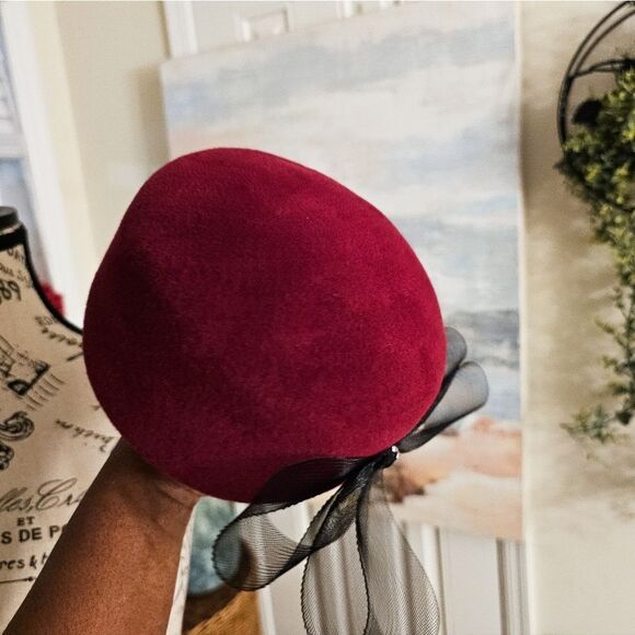 VTG Retro Wool Felt Mesh Bow Accent Pillbox Stylish Beret Hat. - Picture 12 of 15